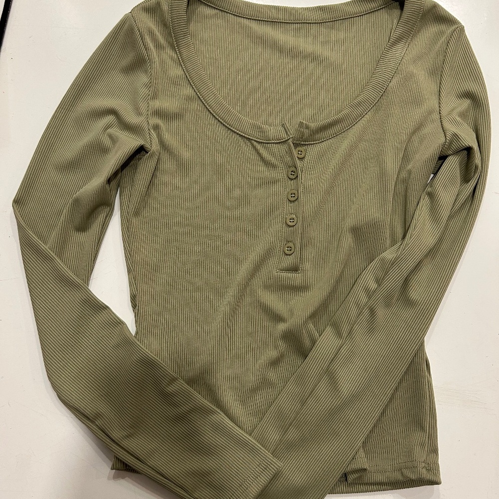 Green Button Up